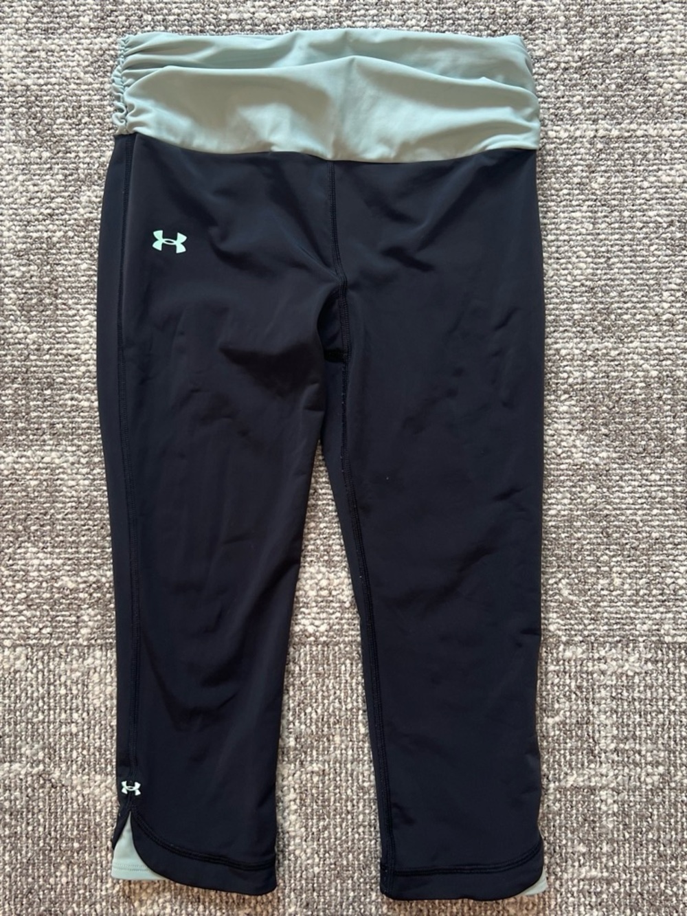 Under Armour Black Capri Leggings with Mint Waistband